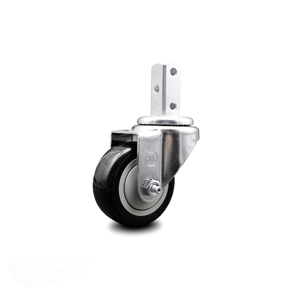 3.5 Inch Black Polyurethane Wheel Swivel 3/4 Inch Square Stem Caster SCC